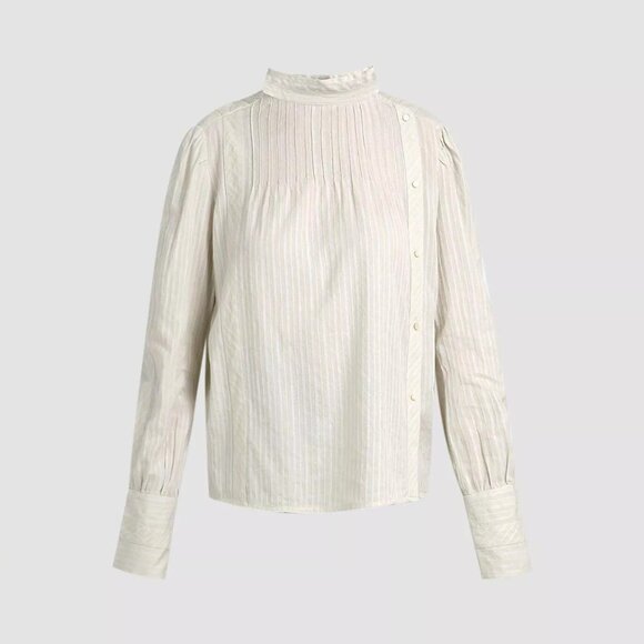 Isabel Marant Etoile Oak High Neck Cotton Top Ecru Ivory Size FR 42 / US 10 - Picture 1 of 16